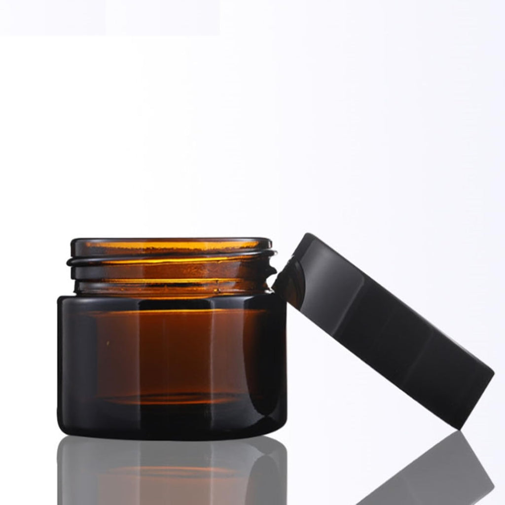 Zentriqlla 24 Pack 4oz Amber Glass Jars with Black Lids, Round Empty Cosmetic Jars with Inner Liners, Reusable Glass Travel Containers for Homemade Creams, Candle, Skincare, Lotion