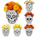 Day of the Dead Skull Decoration Wooden Boxes Set for Altar and Halloween