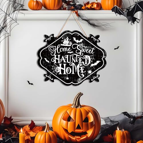Black Halloween Wall Sign - Cute Indoor Halloween Decor for Door & Wall - 8x10 Inches