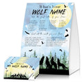 Wolf Name Game 30 Guest Sign & Sticker Set - Woodland Party Variation
