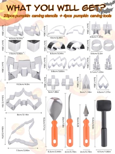 Halloween Pumpkin Carving Kit 27pcs for Adults Kids Safe & Easy