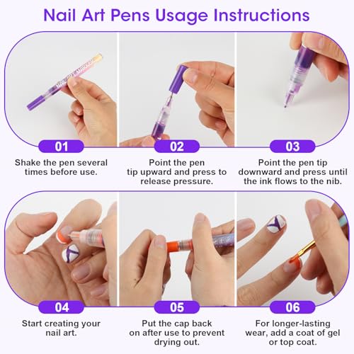 24-Color 0.5mm Nail Art Pen Set with Sticker Accessories – Non-Toxic, Quick-Drying