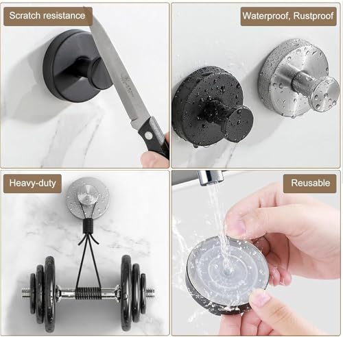 Black Stainless Steel Wreath Hanger with Suction Cup - 3 Pack Fall Halloween Christmas Decor