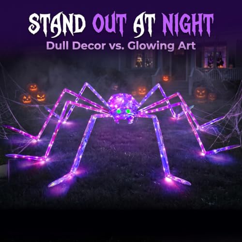 7FT Outdoor Halloween Spider Decor with 170 Lights - Giant Lighted Yard Prop