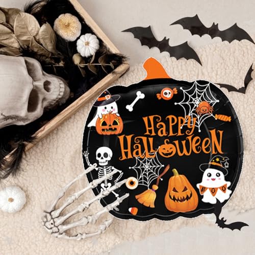 Halloween Party Supplies Kit with Pumpkin Plates Cups Napkins Banner & Tablecloth - Serves 24