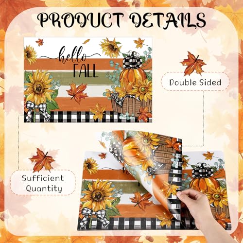 Fall Disposable Paper Placemats - 100 Pack for Thanksgiving & Autumn Dining