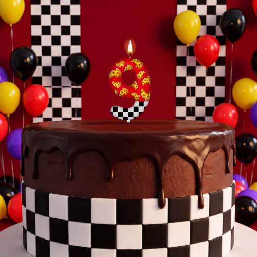 Spooky Horror Themed Numeral Birthday Candle - Black & White Checkered Pizza Topper, Video Game & Bear Decor, Variation of THIS listing