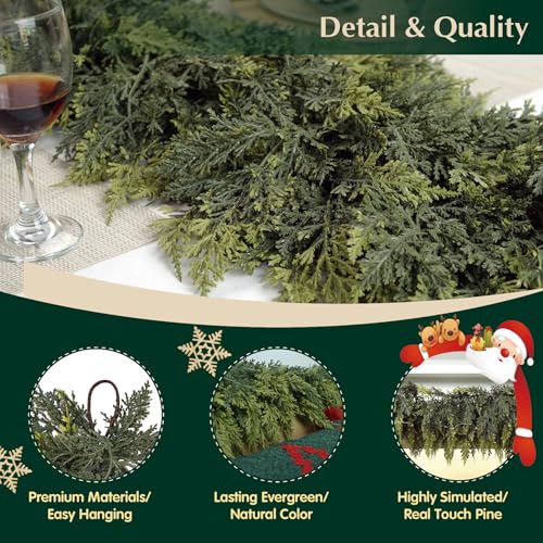 Cedar Real Touch Garland with Lights - 6Ft Pre-Lit Artificial Pine for Christmas Decor - Variation: Cedar-6Ft-1Pcs