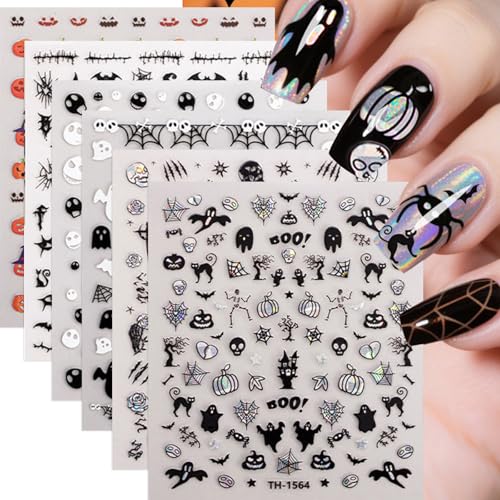 Halloween Nail Stickers Mini Spooky Decals - Black Cat, Pumpkins, Bat, Ghost, Web, Variation of THIS listing