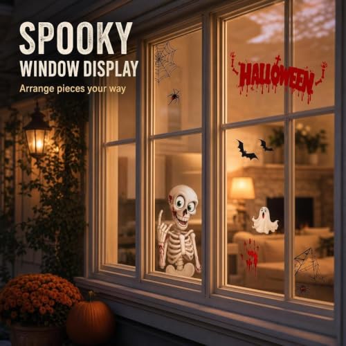 Halloween Window Clings Skeleton Blood Ghost Spider Decorations - Halloween-1