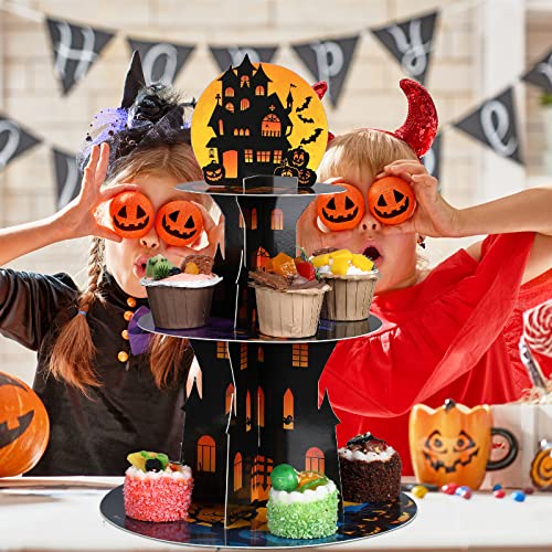Halloween 3-Tier Cupcake Stand - Spooky Party Dessert Display