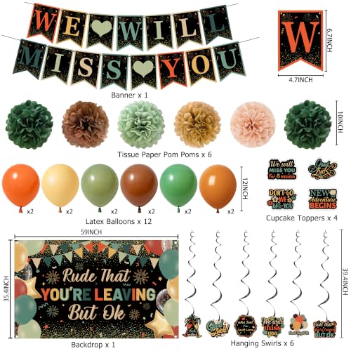 Farewell Party Decorations Kit - Banner Balloons Pom Poms & More