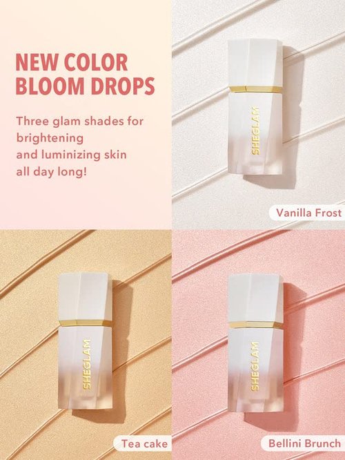 SheGlam Glow Bloom Liquid Highlighter - Long-Lasting Waterproof Cream with Shimmer | Vanilla Frost