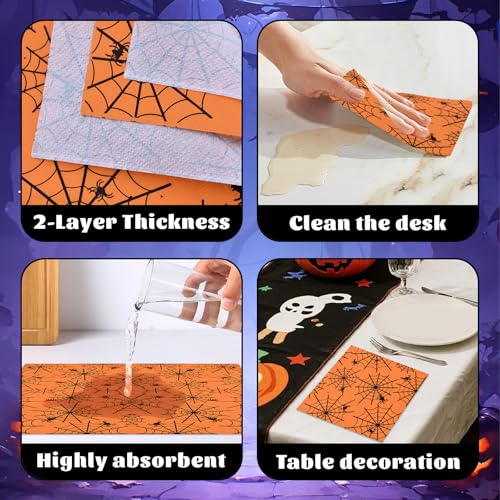 Halloween Spider Web Paper Napkins - 40 Pack, 13x13 Inches, Spooky Table Decor