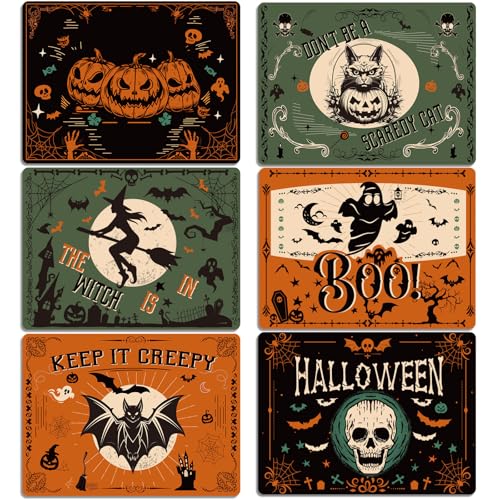 Halloween Gothic Bat Plastic Placemats Set of 6 - Spooky Table Decor