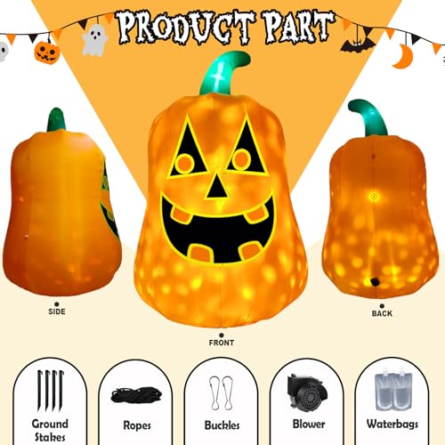 Giant Pumpkin Inflatable Halloween Decoration - 12FT Outdoor & Indoor Yard Decor with Built-in LED Lights & Flashing Light - Variation of THIS listing