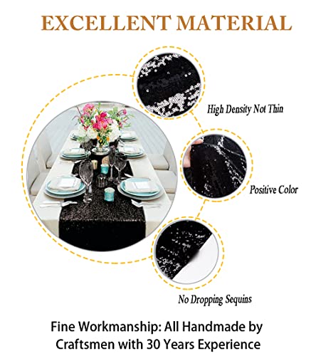 Black Sequin Wedding Table Runner 14x108 Inches Glitter for Events - Variation of THIS listing