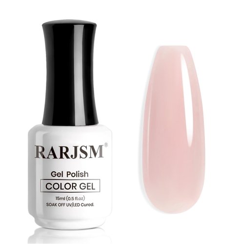 RARJSM Gel Nail Polish - Nude Beige Pink Sheer Jelly for Natural Skin Tones | 15ml Soak-Off Formula