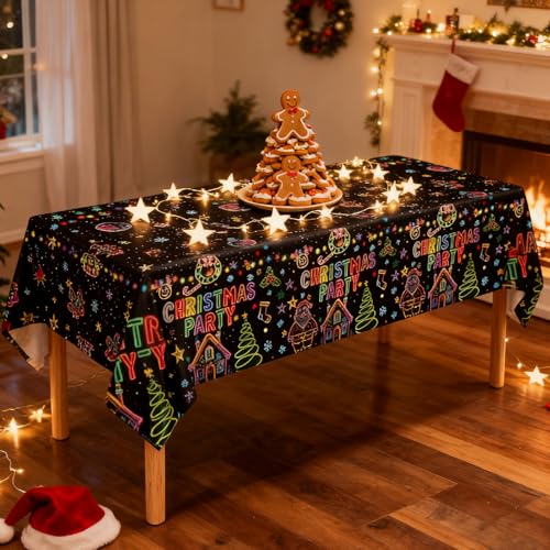 Christmas Party Tablecloth 54x108 Inch Disposable Holiday Decor 3 Pack