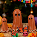 Day of the Dead Ghost Figurines Set - Mexican Halloween Decor, 3 Sizes