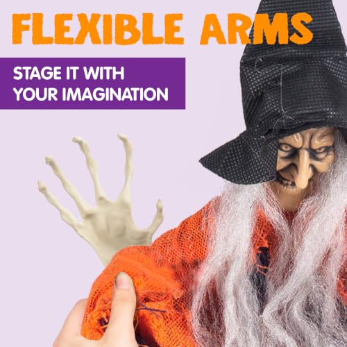 Halloween Hanging Witch Decorations Set - Flying Haunted House Scary Outdoor Indoor Decor