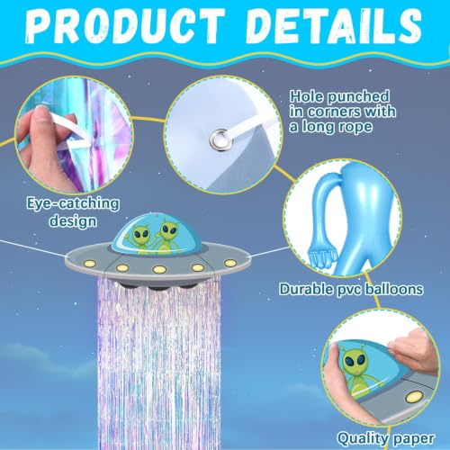 Alien Door Decorations with Tinsel Foil Fringe Curtains - Space Party Supplies