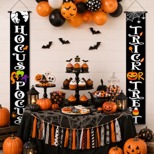 Halloween Door Banner Set - Outdoor Trick or Treat Decorations, 2 Pieces