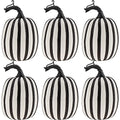 Artificial Pumpkin Set - 6 Pcs Fake Zebra Pumpkins for Fall Halloween Thanksgiving Decor 4.7 Inch