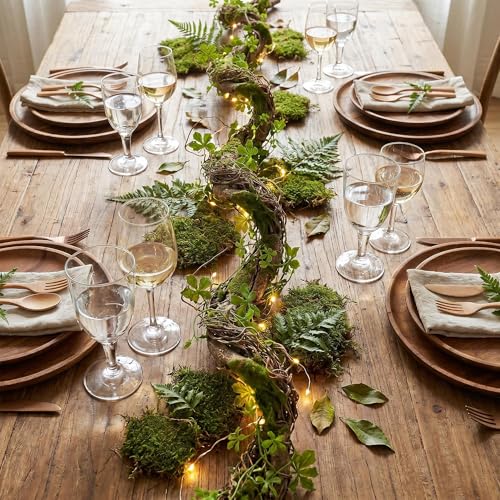 69-Inch Faux Leaf Grapevine Moss Tree Branch Garland for Halloween & Decor