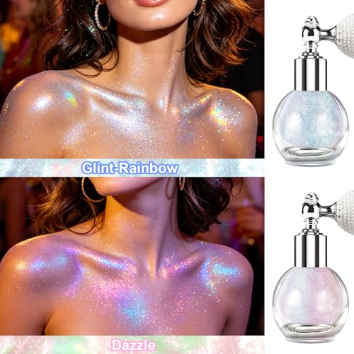 Rainbow Dazzle Hair & Body Glitter Spray Set - Sparkling Shimmer Powder, 2 Pack