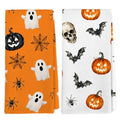 Halloween Ghost Pumpkin Skull Kitchen Towels Set of 2 - Fall32 Variation