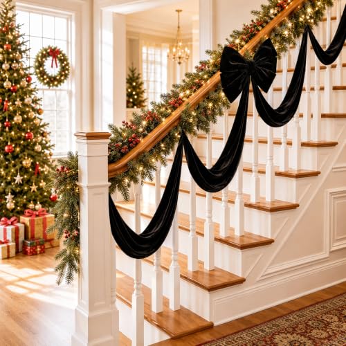 Giant Black Velvet Christmas Bow - Gothic Holiday Tree Topper & Decor