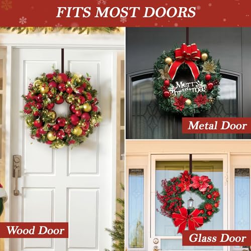 12-Inch Metal Wreath Door Hanger - Bronze 2-Pack | Heavy Duty Front Door Decor