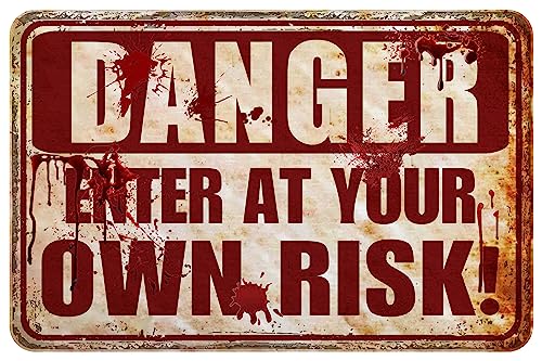 Halloween Bloody Horror Metal Sign Outdoor Indoor Decor - Multi