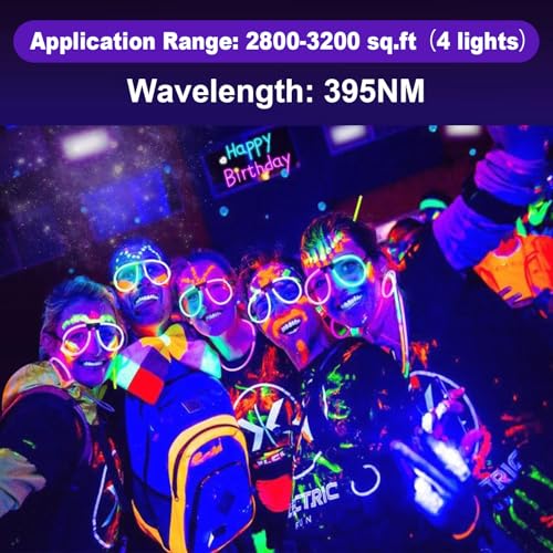 4 Pack 100W LED Black Lights Floodlights Outdoor Waterproof UV Spotlights for Party Halloween