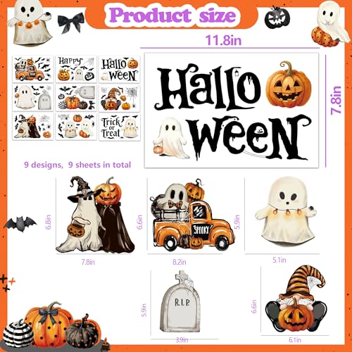 Halloween Ghost Pumpkins Window Clings - Double-Sided Reusable Halloween Decals