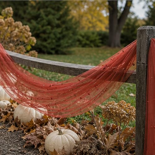 Terracotta Pearl Gauze Table Runner 120 Inch 6PCS for Wedding Party Decor