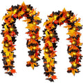 Orange Black Maple Leaf Garland 5.7Ft - 2 Pack Halloween Fall Autumn Decor