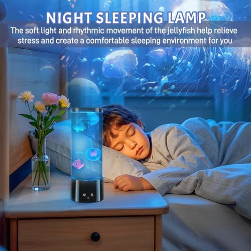 11.6 Inch Jellyfish Lava Lamp with 17 Color Changing Effects - LED Mood Night Light for Room & Office