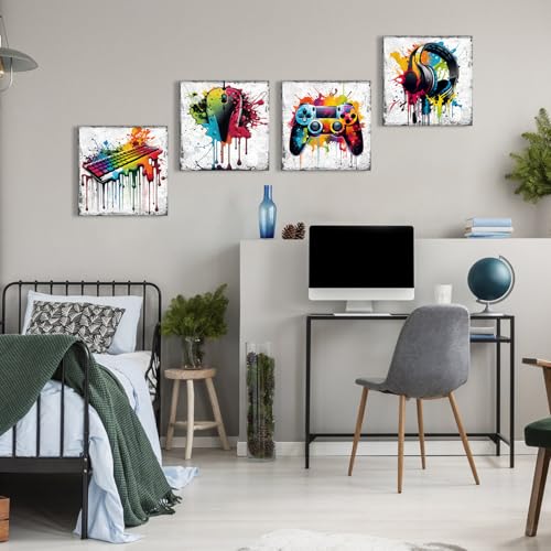 Banksy Graffiti Wall Art Game Room Decor for Boys - 16x16in Gaming Set