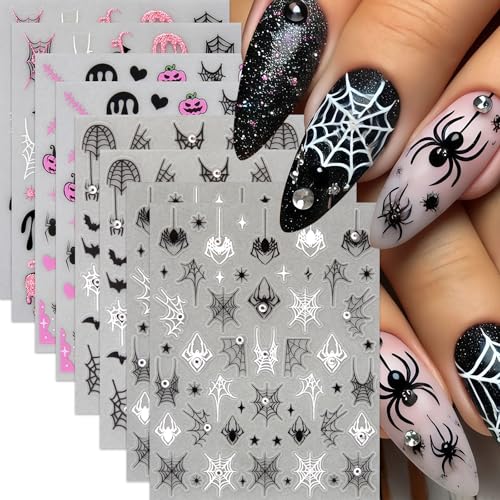 Halloween Nail Stickers Set - Spider Web Ghost Bat Rhinestones for DIY Manicure - Diamond Ghost Variation