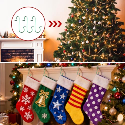 Green Christmas Ornament Hooks 100 Pcs - Easy Hang Metal Wire Tree Decor