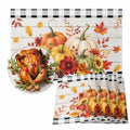 Orange & Black Fall Placemats Set of 6 - Non Slip Washable Farmhouse Table Mats