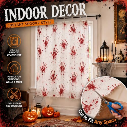 Halloween Bloody Tablecloth 84.6 x 108.3 Inch Spooky Horror Decor Cover