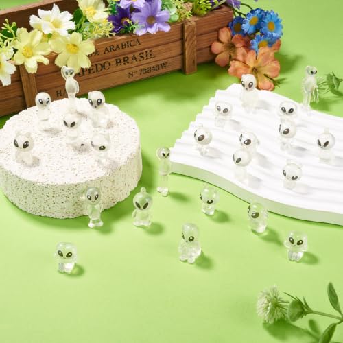 Glow in The Dark Clear Alien Miniature Figures - Tiny Resin Decor Set