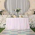 Iridescent 120-Inch Round Sequin Tablecloth - White Sparkly Overlay for Wedding & Party