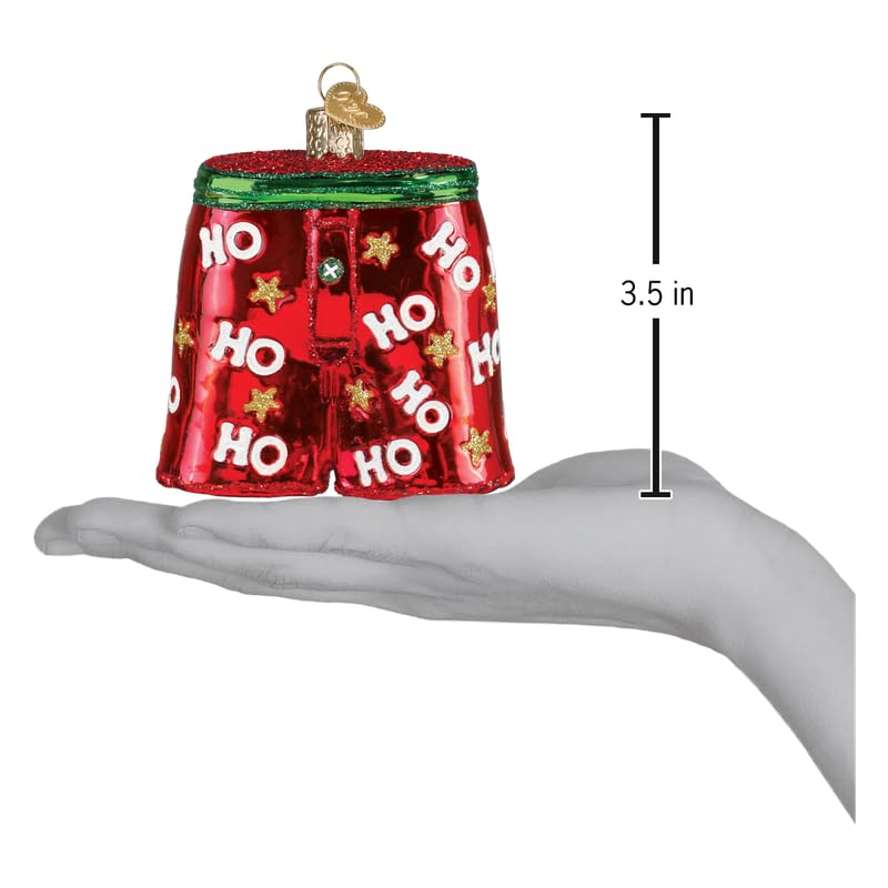 Christmas Glass Blown Ornament - Playful Boxer Shorts Holiday Decor