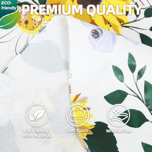 Sunflower Vinyl Tablecloth with Flannel Backing - Waterproof 70x52 Inch Rectangular Table Cover for Indoor Outdoor Dining & Events