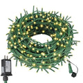 Outdoor Indoor Christmas String Lights - 99FT 300 LED Warm White Fairy Lights with 8 Modes & Timer - Green Wire