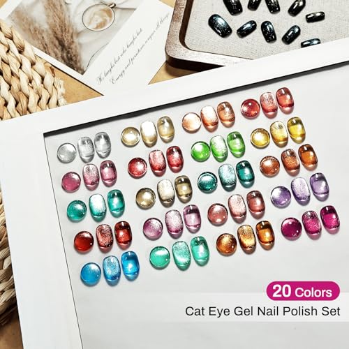 Cat Eye Gel Nail Polish Set with Base & Top Coat - Gel-26 Variation